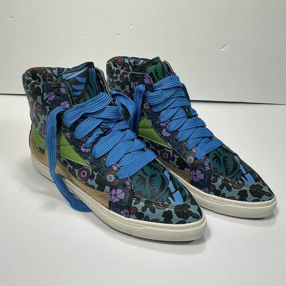 Coach High Top Pointed Toe‎ Floral Sneaker All Leather - Size 8B